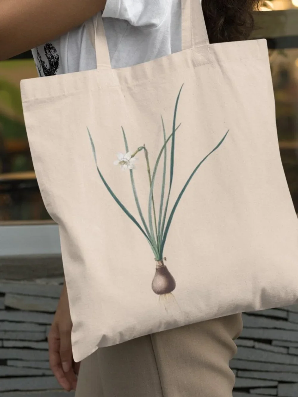 Daffodil Vintage Floral Print Graphic Canvas Tote Bag